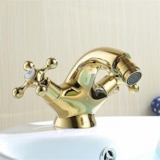 HomJo Europe style Gold Bidet Faucet Bathroom single handle bathroom gold bidet faucet mixer hot and cold tap - B072F5PJLQ
